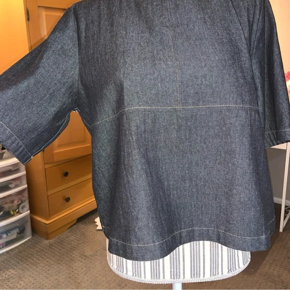 Mignon Doo black denim crop top womens sz M - Picture 4 of 8